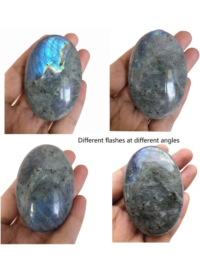 Loveliome Natural Moonstone Oval Polished Worry Stones, Healing Crystal Indoor Fountain Stones Massage Energy Anxiety Relief Items - Image 2